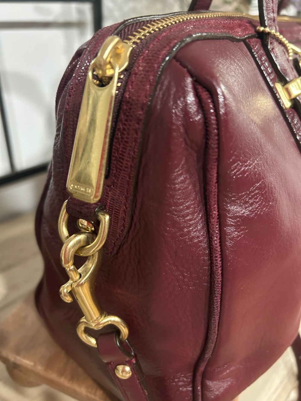 Coach Burgundy Leather Satchel with Gold Hardware - Picture 4 of 8